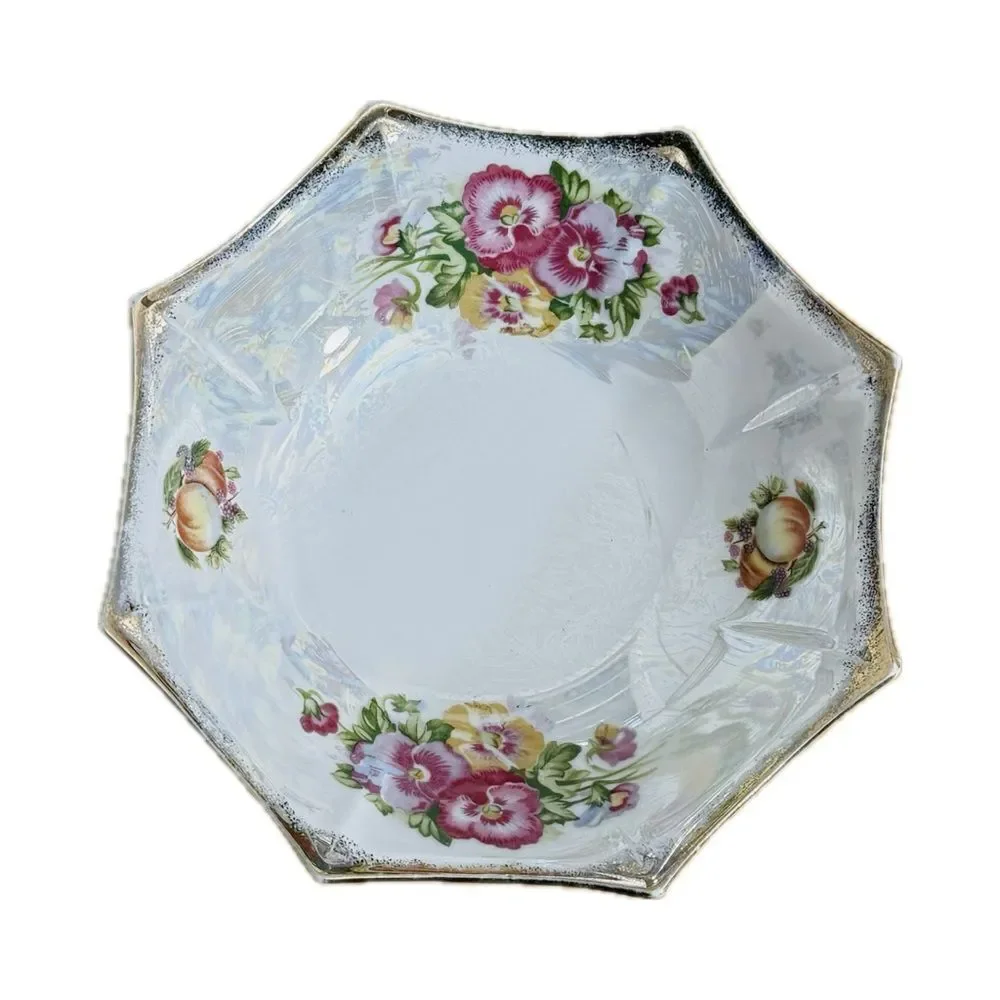 Vintage Trimont Ware Porcelain Bowl with Floral Design - Octagonal Shape‎